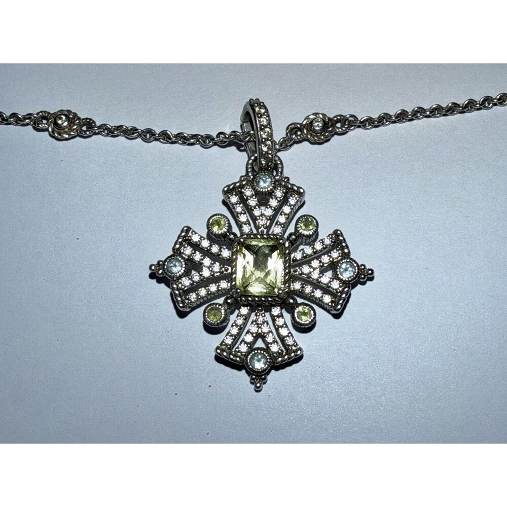 Beautiful Judith Ripka Sterling Silver 925 Yellow Enhancer pendant